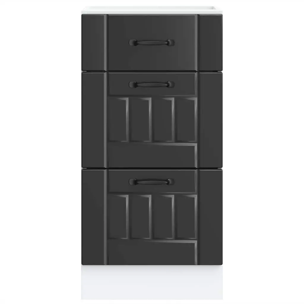 Kitchen Base Cabinet Black Storage Unit Engineered Wood Cupboard Lucca Design
