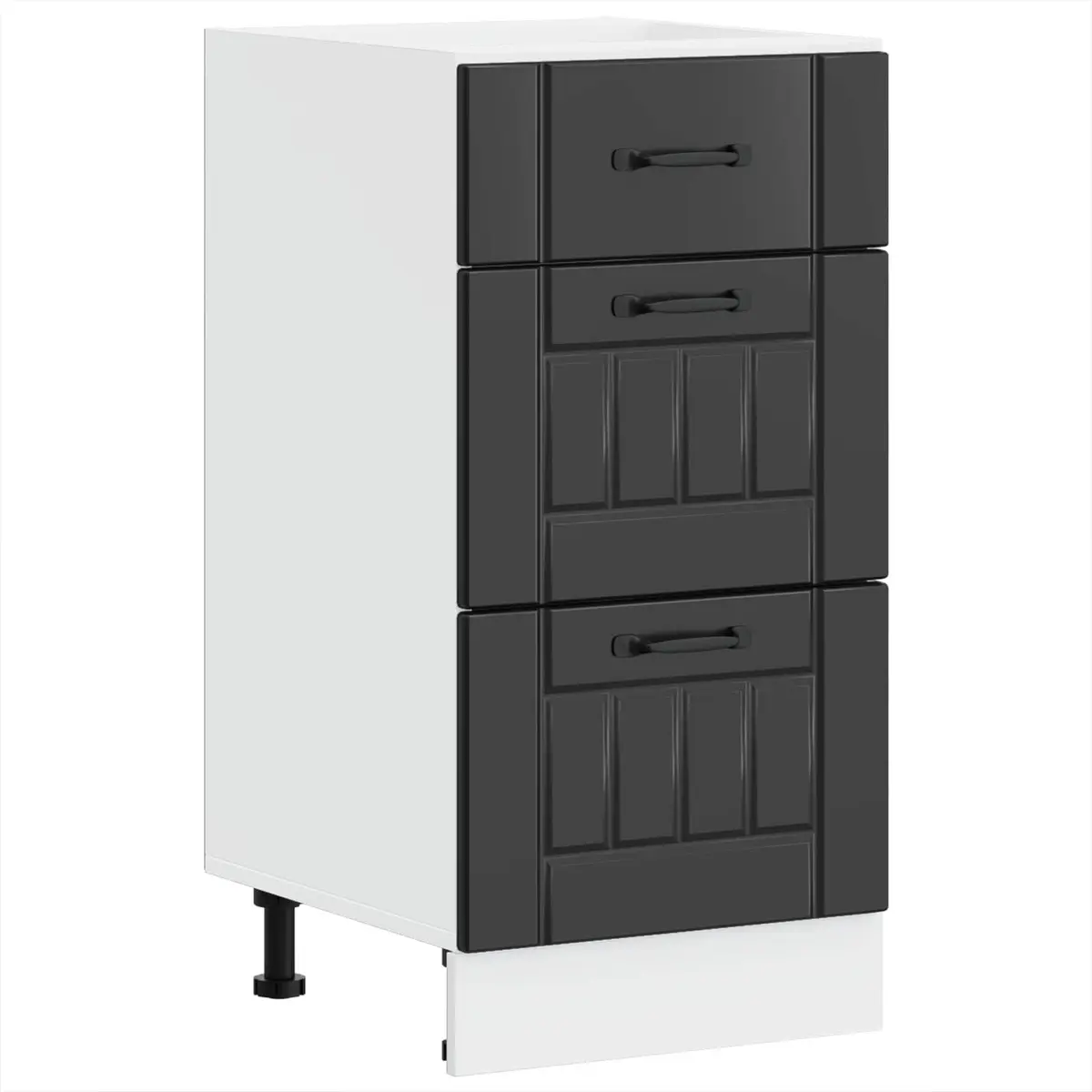 Kitchen Base Cabinet Black Storage Unit Engineered Wood Cupboard Lucca Design