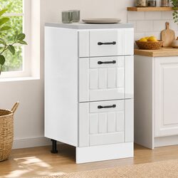 Kitchen Base Cabinet White Engineered Wood Storage Cupboard Unit Adjustable Feet