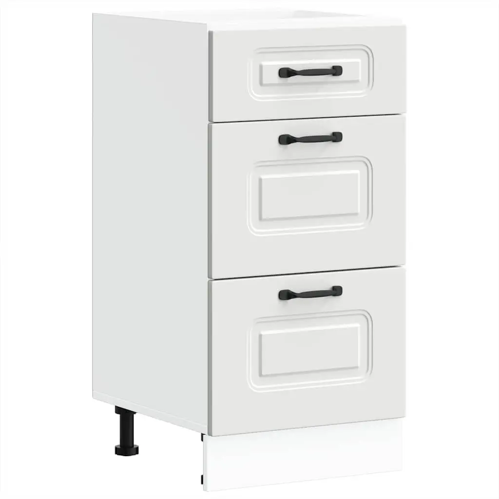 Kitchen Base Cabinet White Engineered Wood Adjustable Feet Storage Cupboard