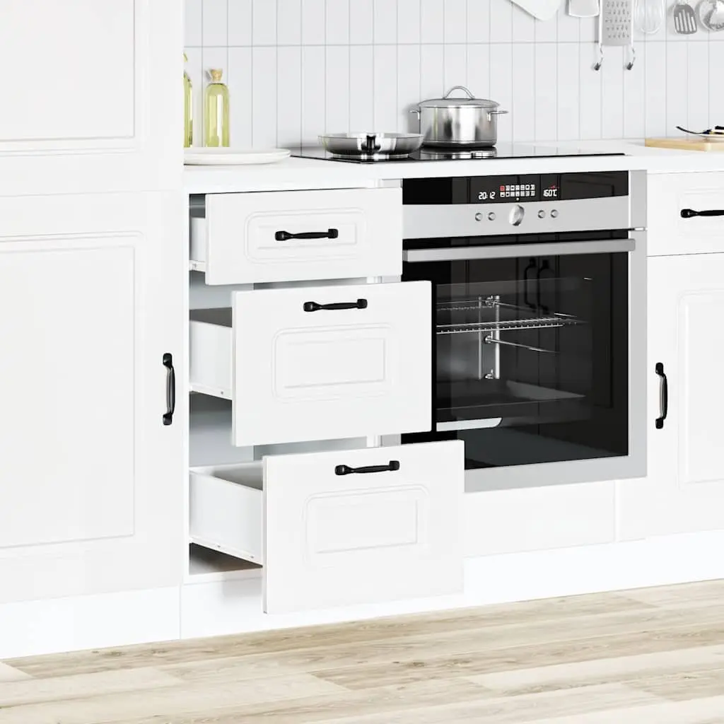 Kitchen Base Cabinet White Engineered Wood Adjustable Feet Storage Cupboard