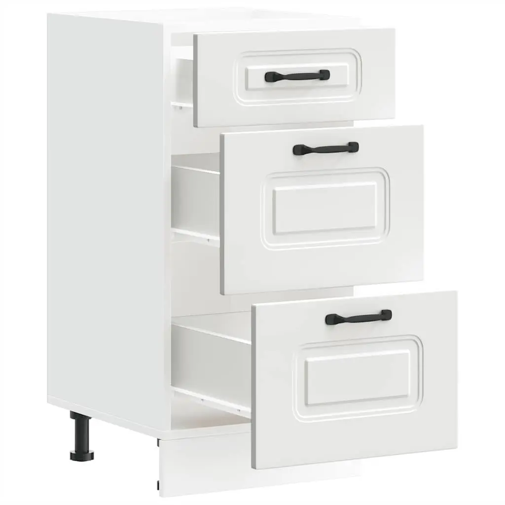 Kitchen Base Cabinet White Engineered Wood Adjustable Feet Storage Cupboard
