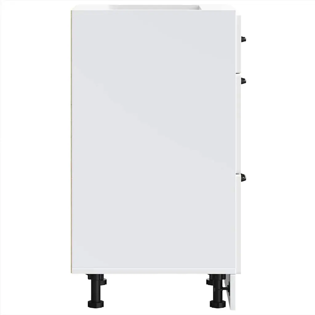 Kitchen Base Cabinet White Engineered Wood Adjustable Feet Storage Cupboard