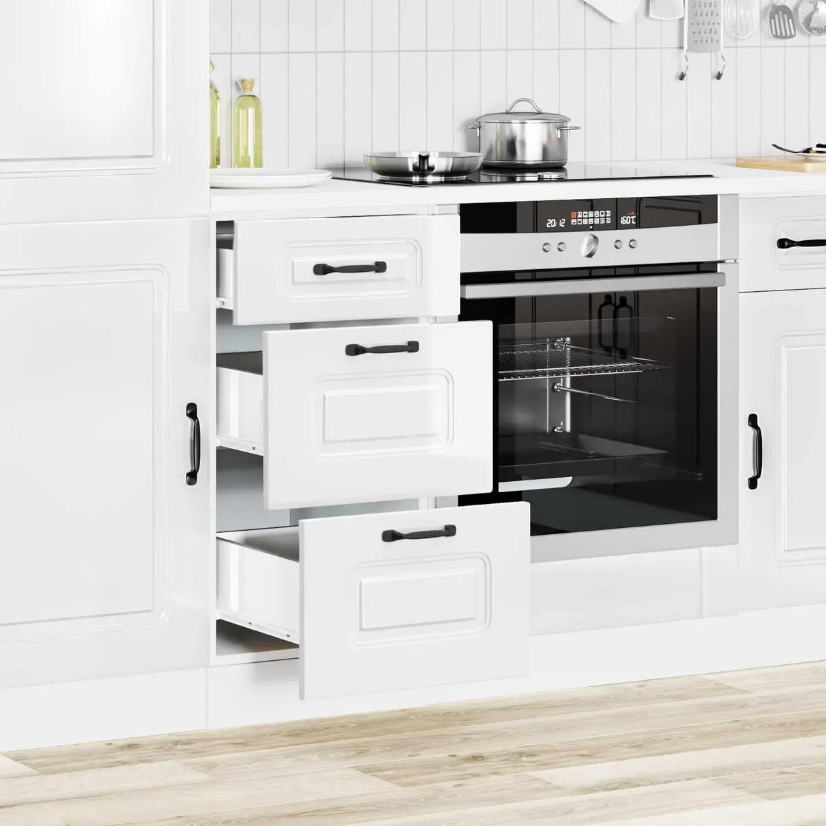 High Gloss White Kitchen Base Cabinet