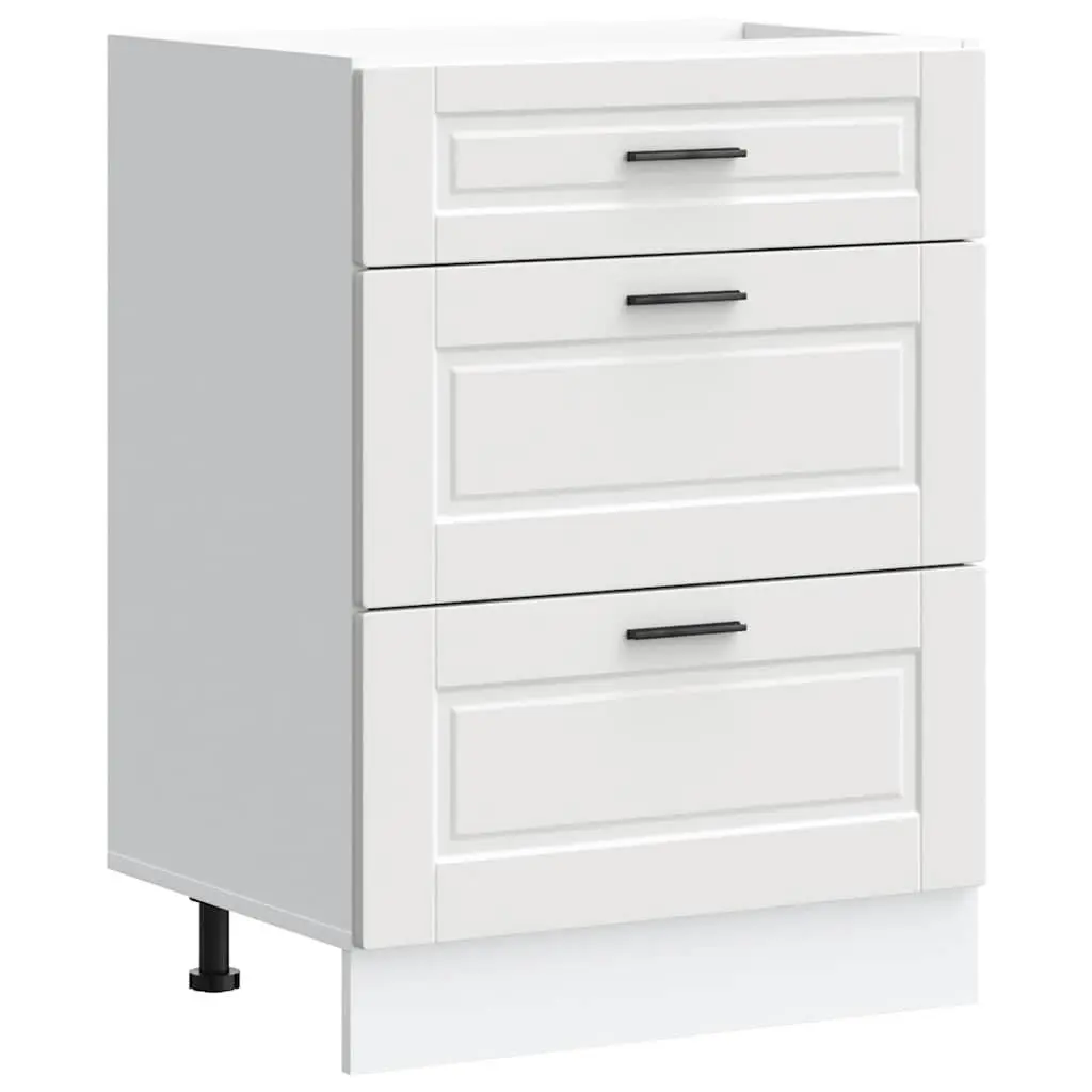 Kitchen Cabinet White Engineered Wood Storage Cupboard Adjustable Feet