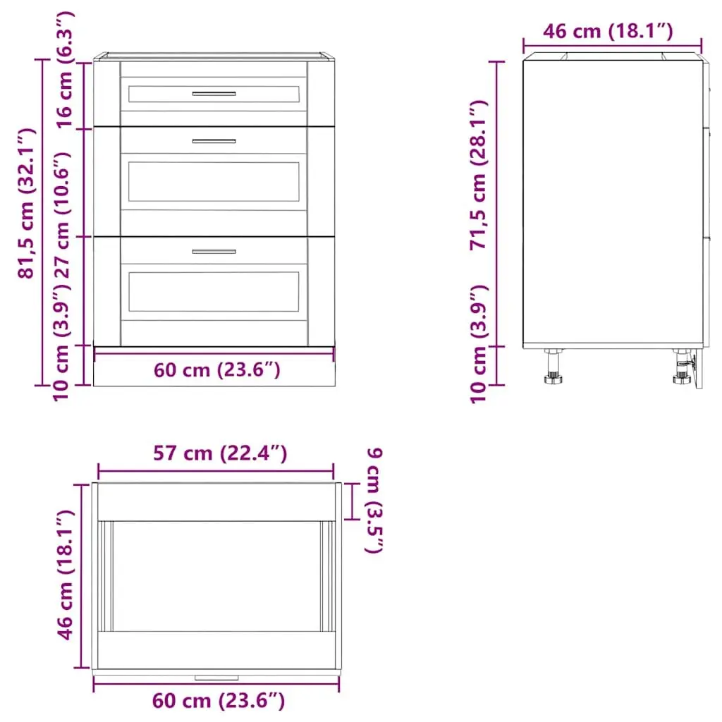 Kitchen Cabinet White Engineered Wood Storage Cupboard Adjustable Feet