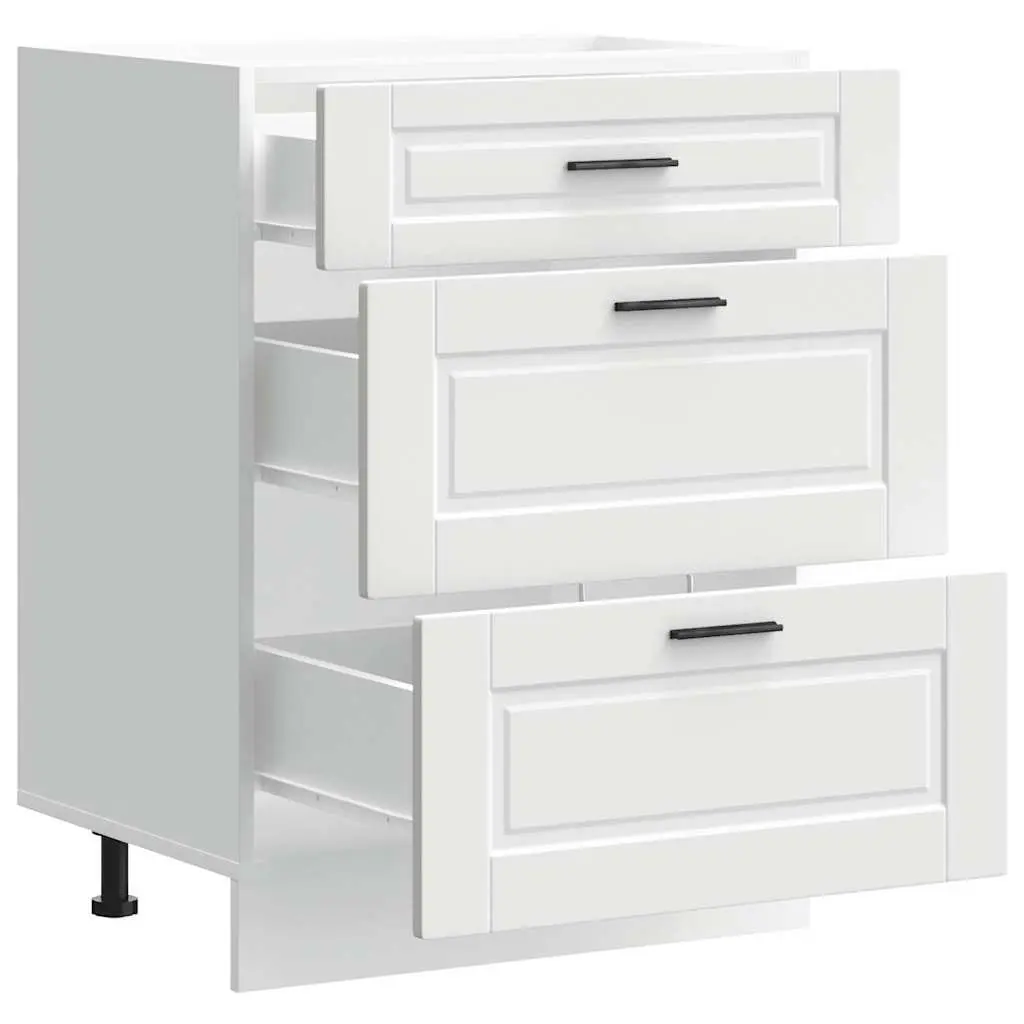 Kitchen Cabinet White Engineered Wood Storage Cupboard Adjustable Feet