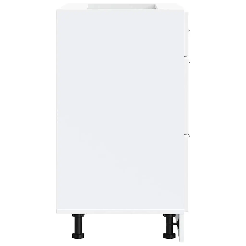 Kitchen Cabinet White Engineered Wood Storage Cupboard Adjustable Feet
