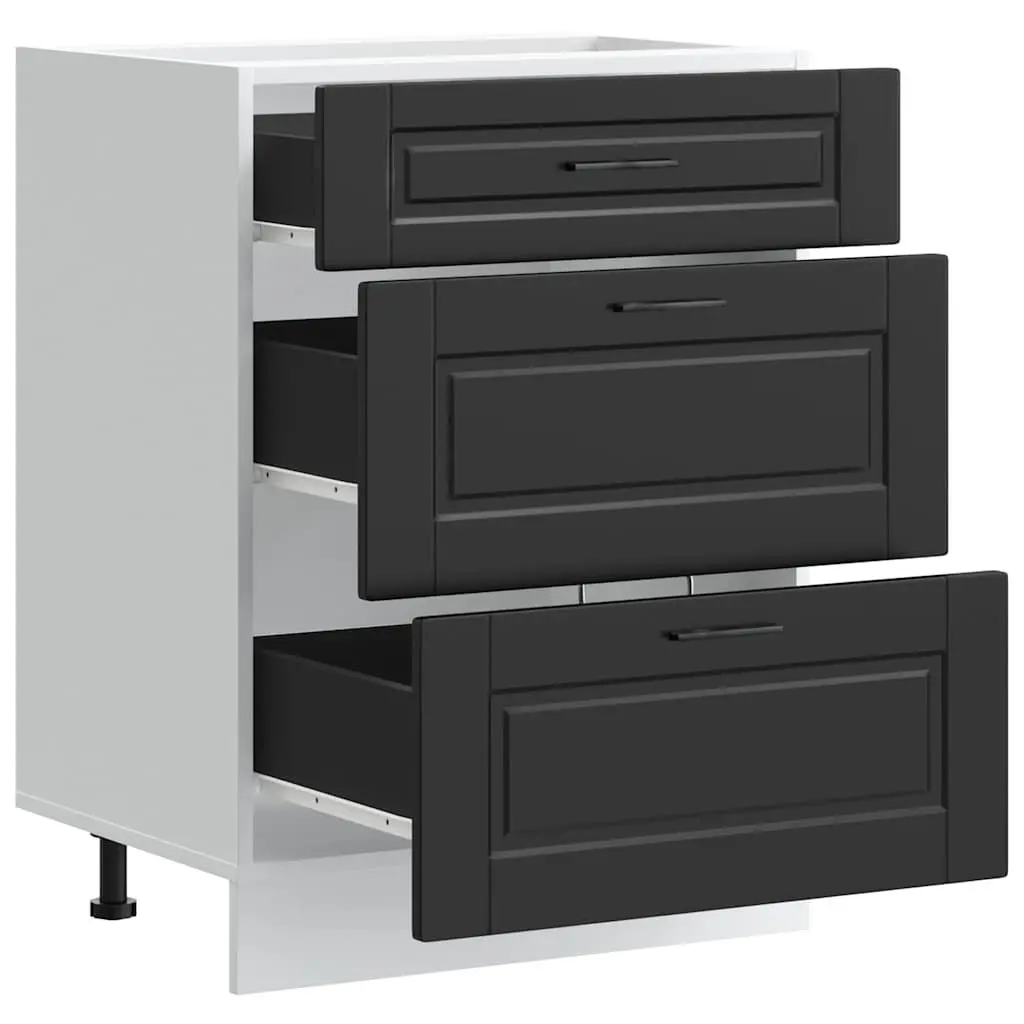 Kitchen Base Cabinet Black Storage Unit Cupboard Organiser Engineered Wood