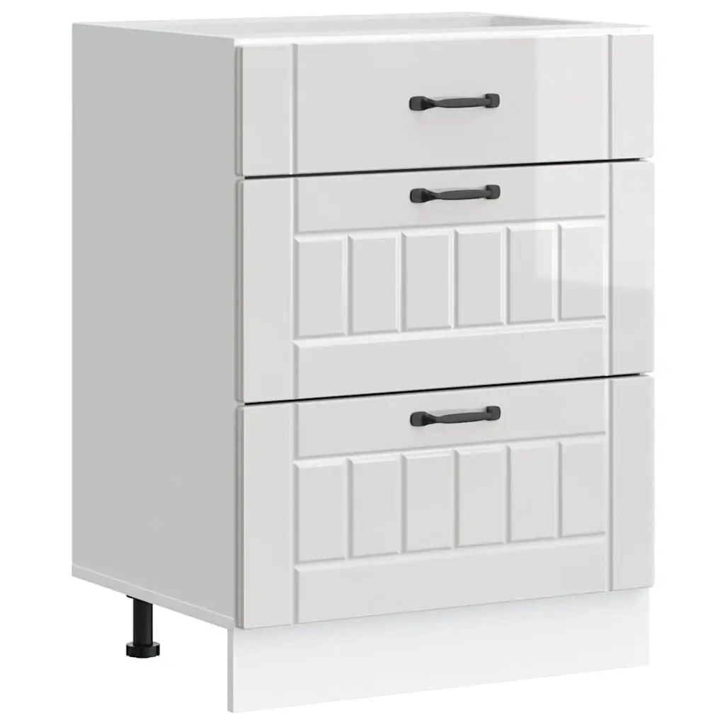Kitchen Cabinet White Engineered Wood Storage Cupboard Adjustable Feet