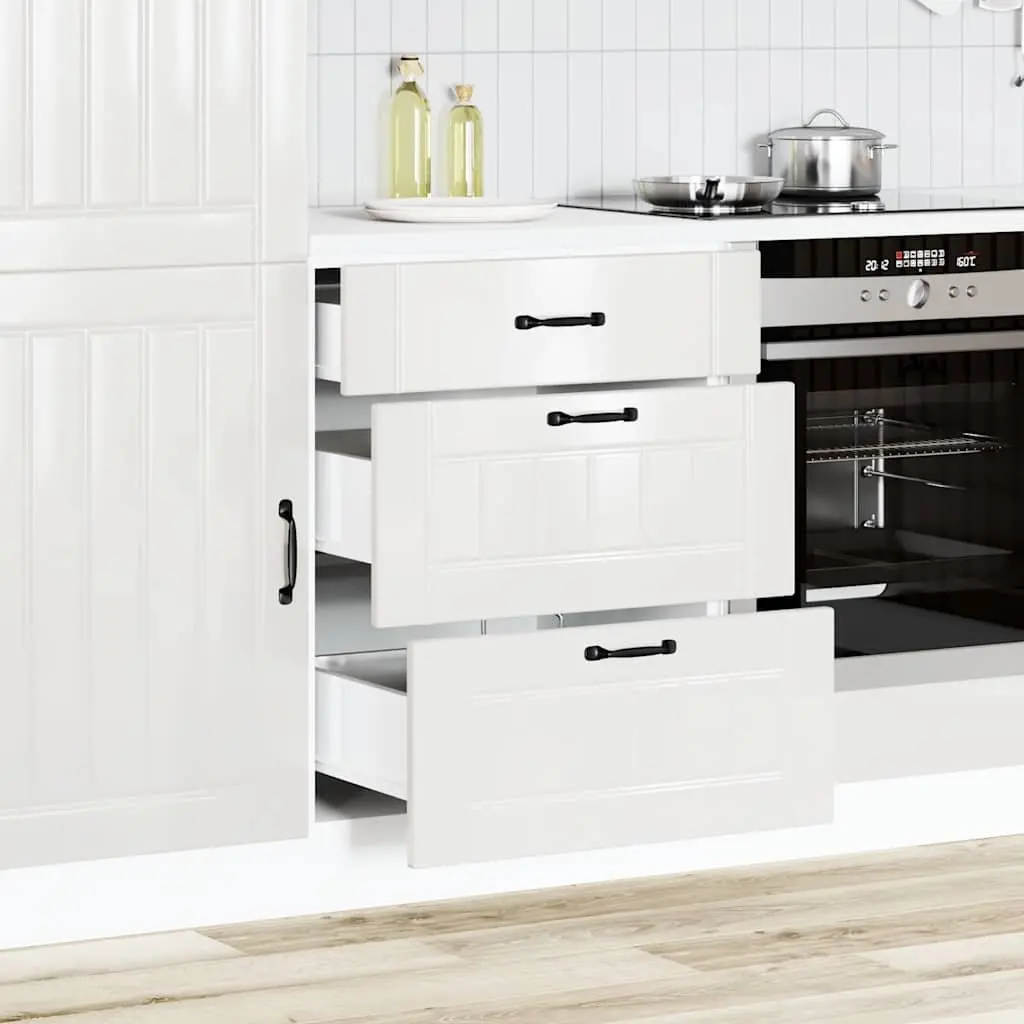 Kitchen Cabinet White Engineered Wood Storage Cupboard Adjustable Feet