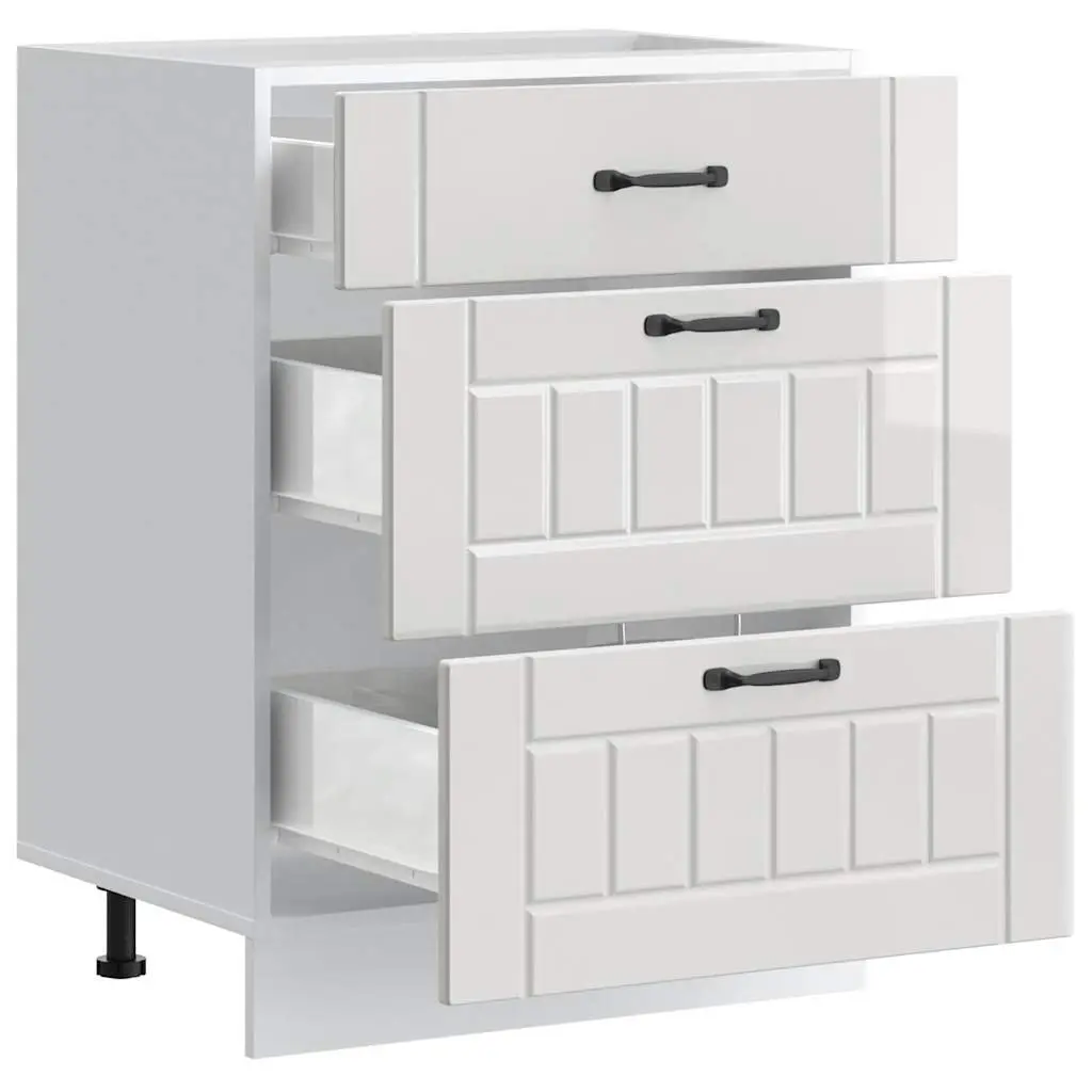 Kitchen Cabinet White Engineered Wood Storage Cupboard Adjustable Feet
