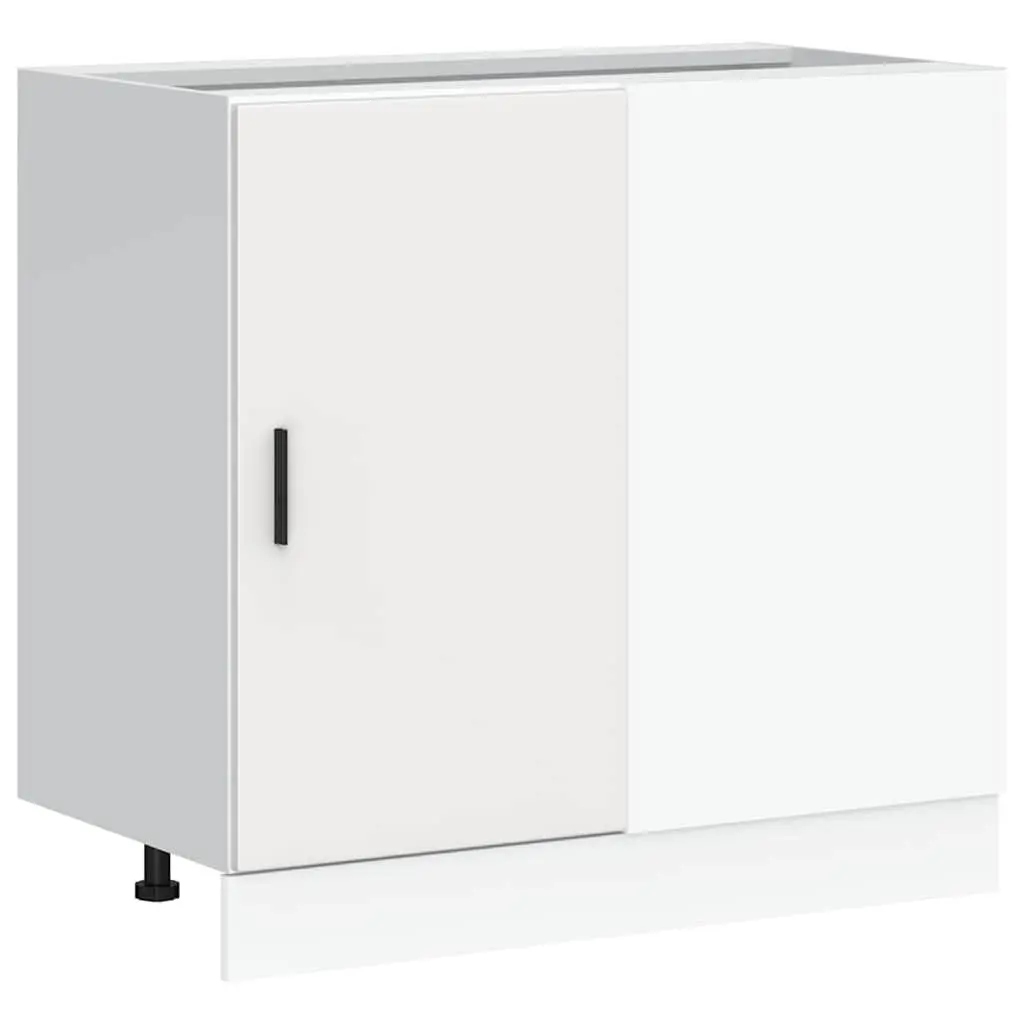 Kitchen Base Cabinet White Engineered Wood Storage Cupboard
