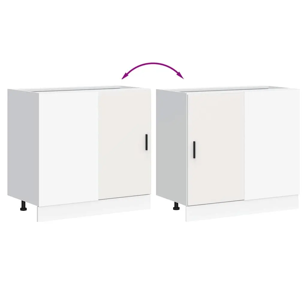 Kitchen Base Cabinet White Engineered Wood Storage Cupboard
