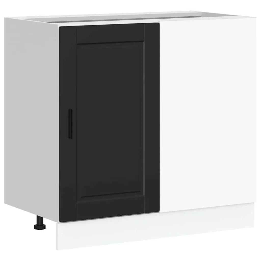 Kitchen Base Cabinet Black Engineered Wood Storage Cupboard Adjustable Feet