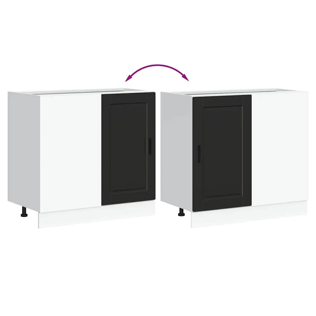 Kitchen Base Cabinet Black Engineered Wood Storage Cupboard Adjustable Feet