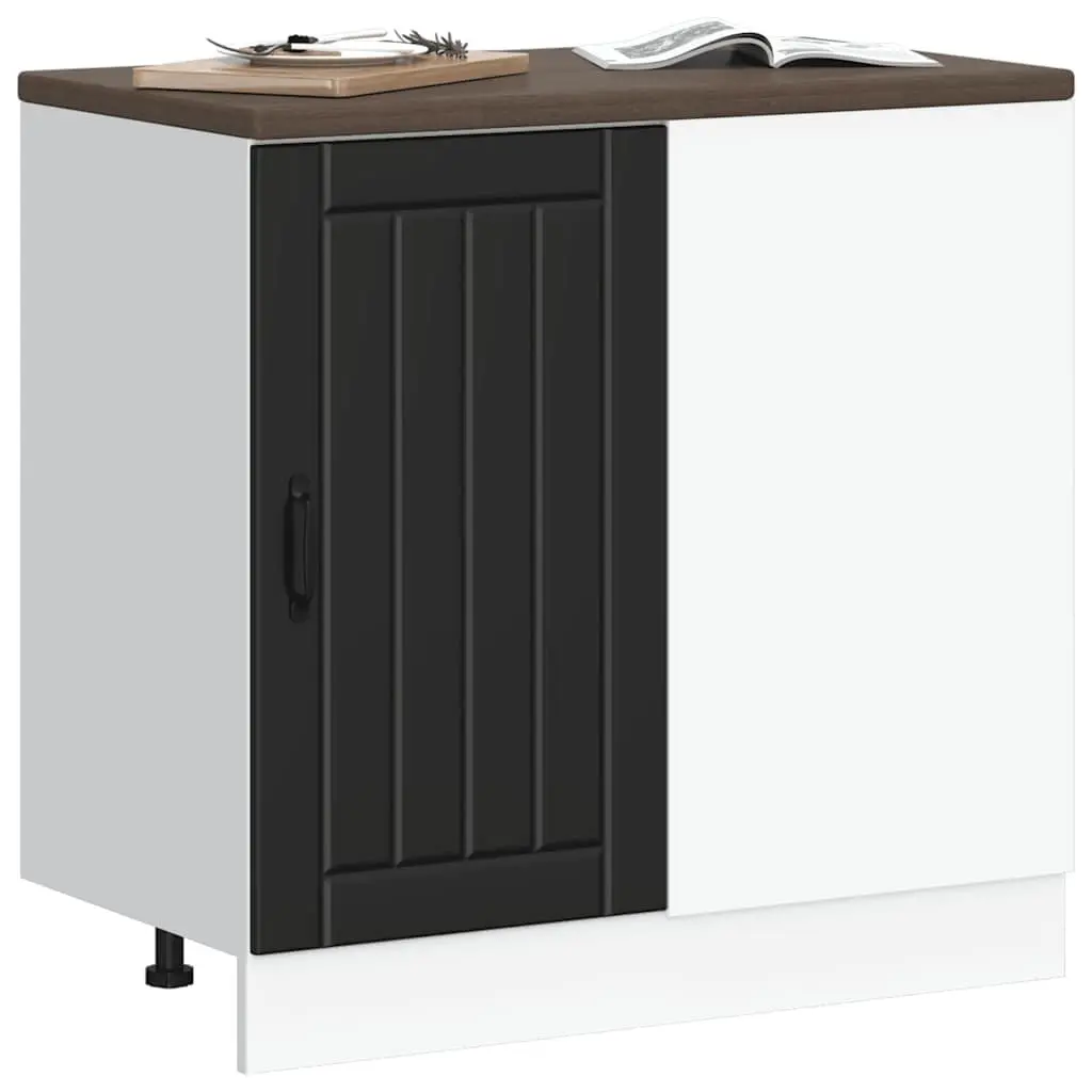 Kitchen Base Cabinet Black Engineered Wood Sink Storage Furniture