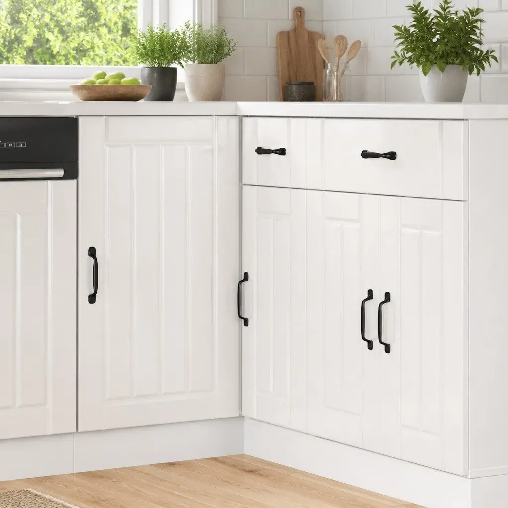 Kitchen Base Cabinet White High Gloss Engineered Wood Storage Furniture