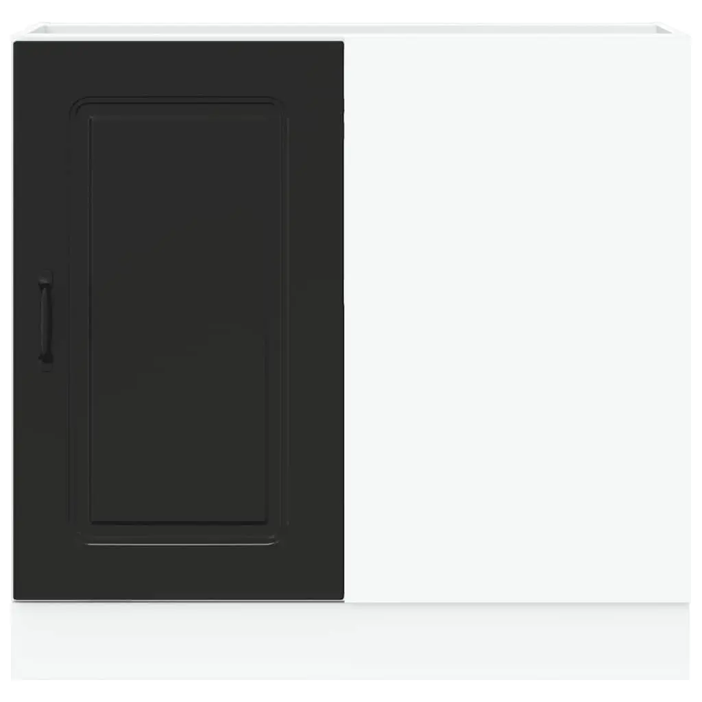 Kitchen Base Cabinet Black Engineered Wood Storage Cupboard with Doors