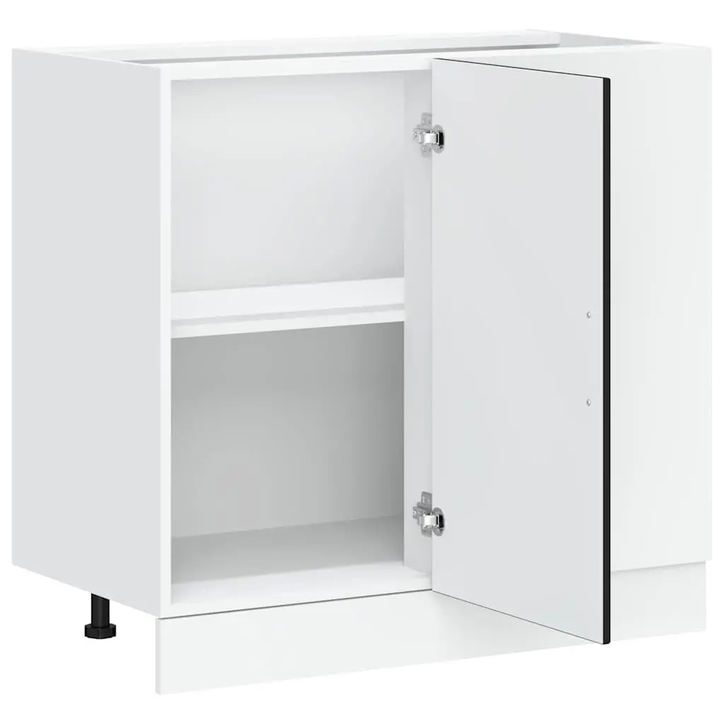 Kitchen Base Cabinet Black Engineered Wood Storage Cupboard with Doors
