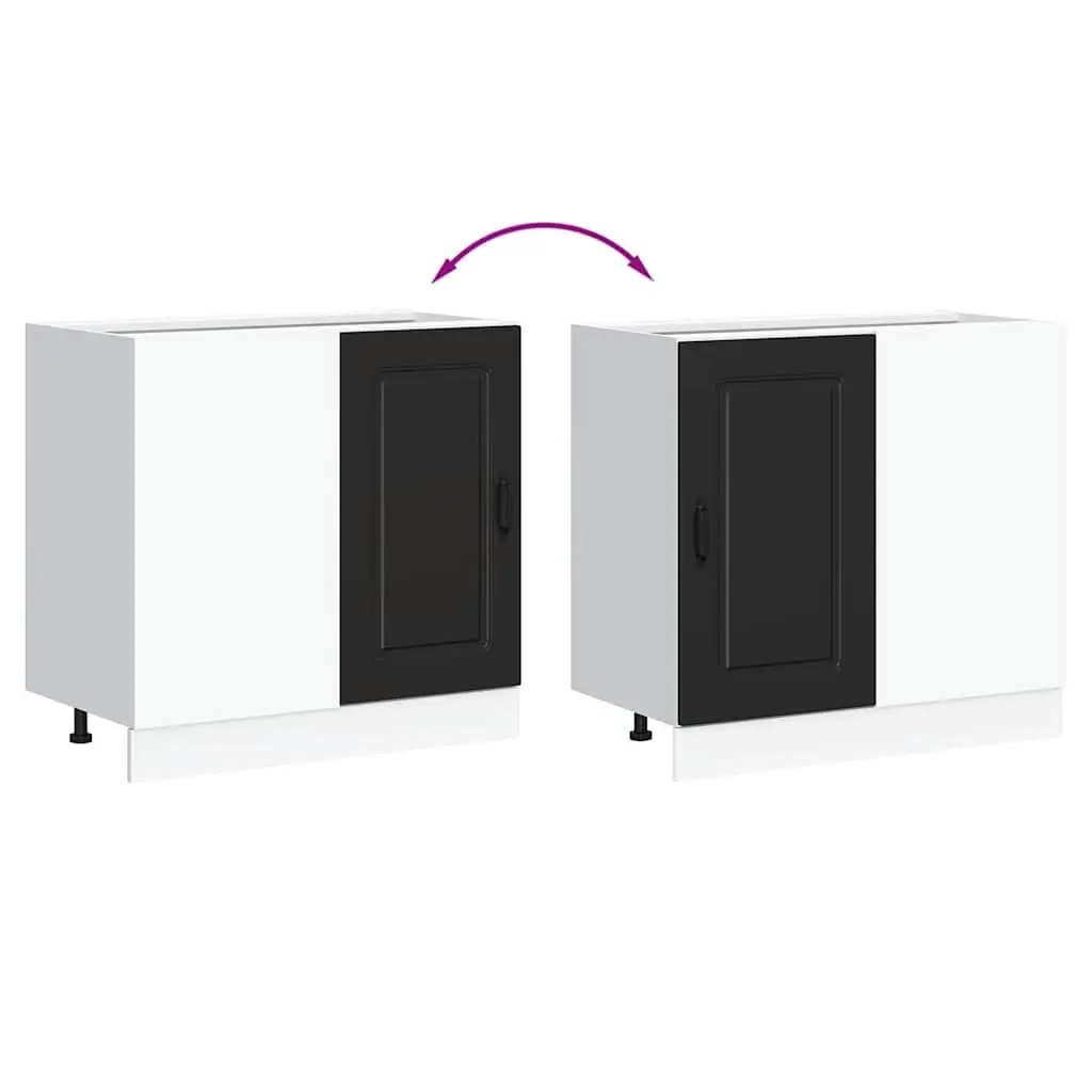 Kitchen Base Cabinet Black Engineered Wood Storage Cupboard with Doors