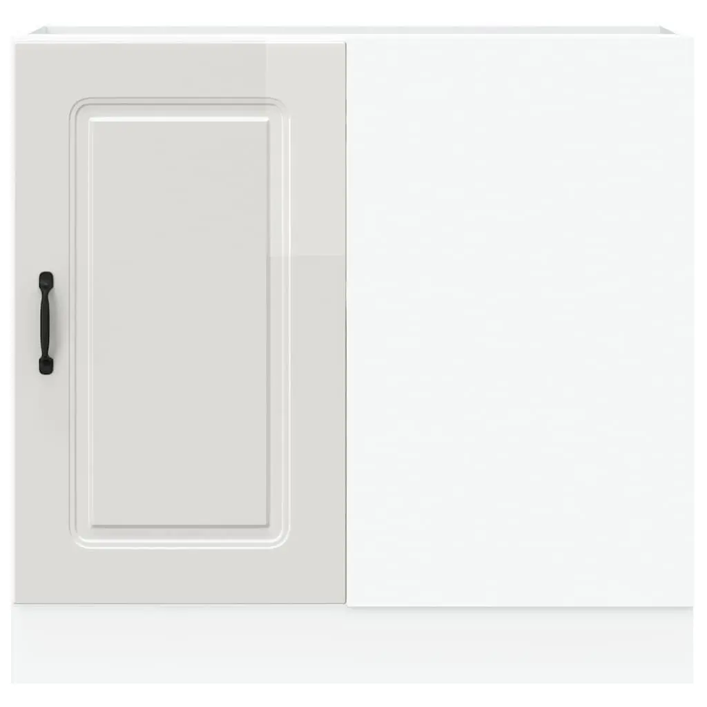 Kitchen Base Cabinet White High Gloss Engineered Wood Storage Cupboard Organizer
