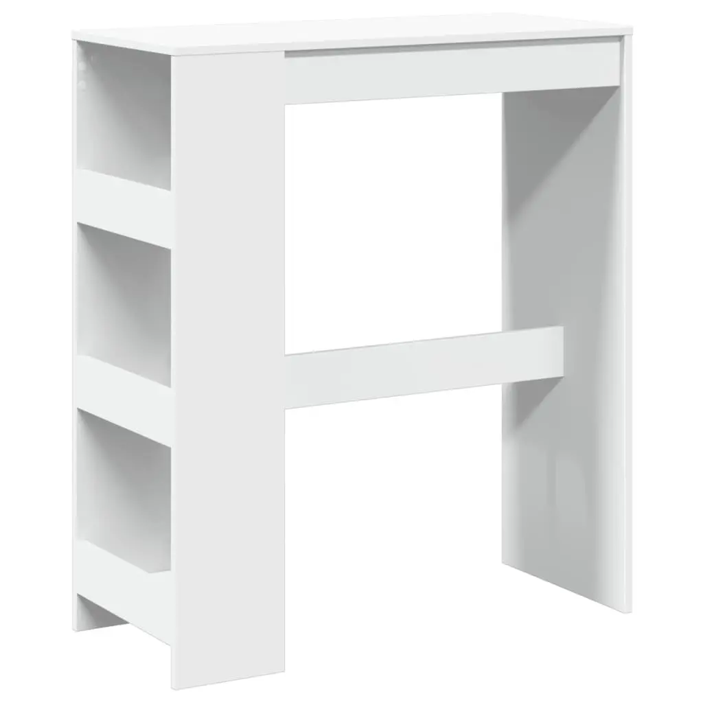 Bar Table with Storage Shelves White High Counter 90L x 40W x 103.5H cm