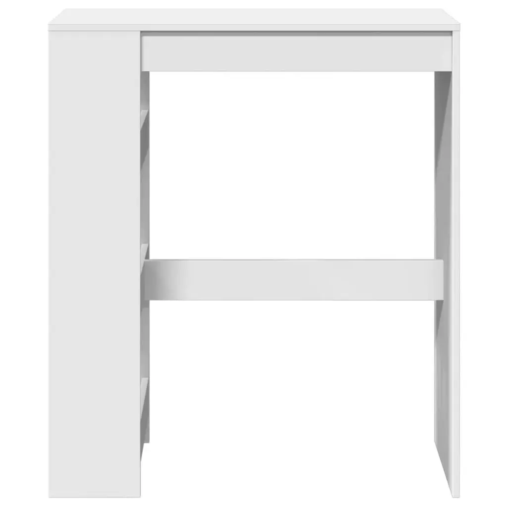 Bar Table with Storage Shelves White High Counter 90L x 40W x 103.5H cm