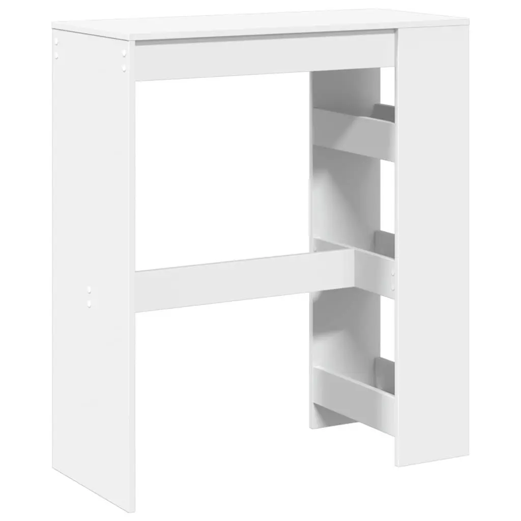 Bar Table with Storage Shelves White High Counter 90L x 40W x 103.5H cm
