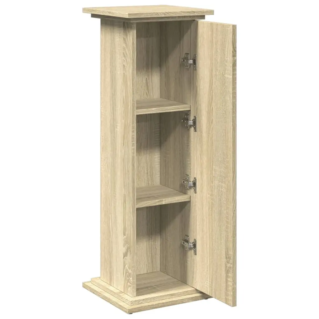 Plant Display Stand Three-Tier Storage Cabinet Brown Engineered Wood Pillar
