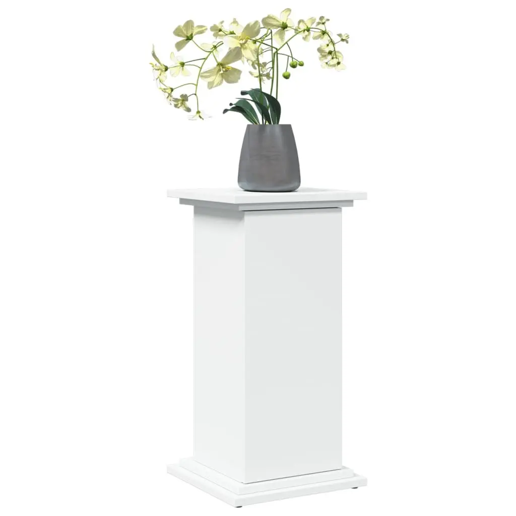 Pillar Display Stand White Two-Tier Engineered Wood Storage Cabinet