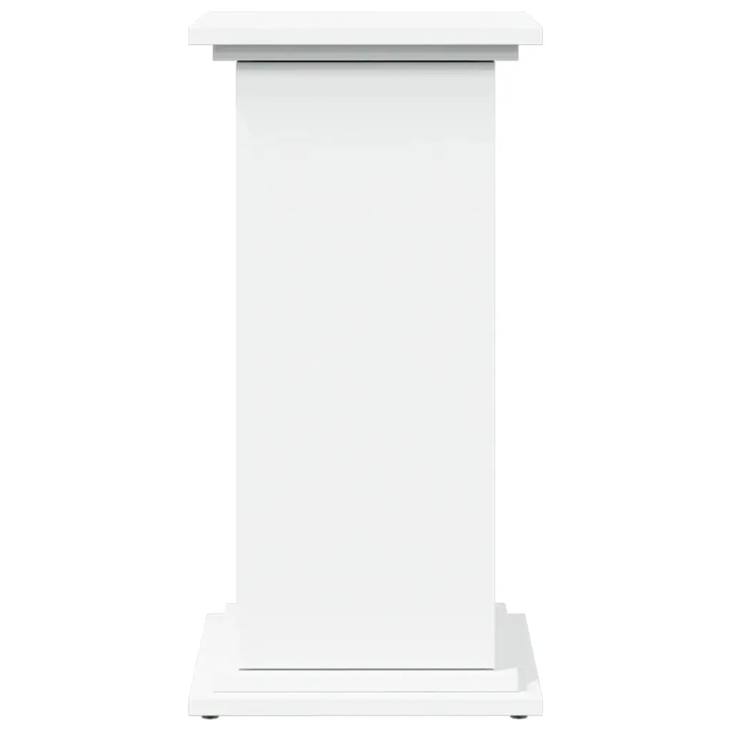 Pillar Display Stand White Two-Tier Engineered Wood Storage Cabinet