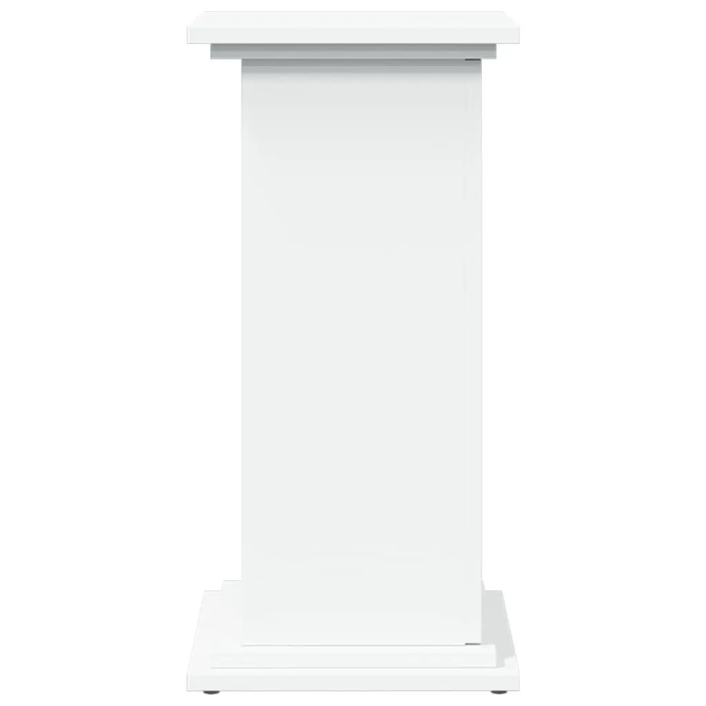 Pillar Display Stand White Two-Tier Engineered Wood Storage Cabinet