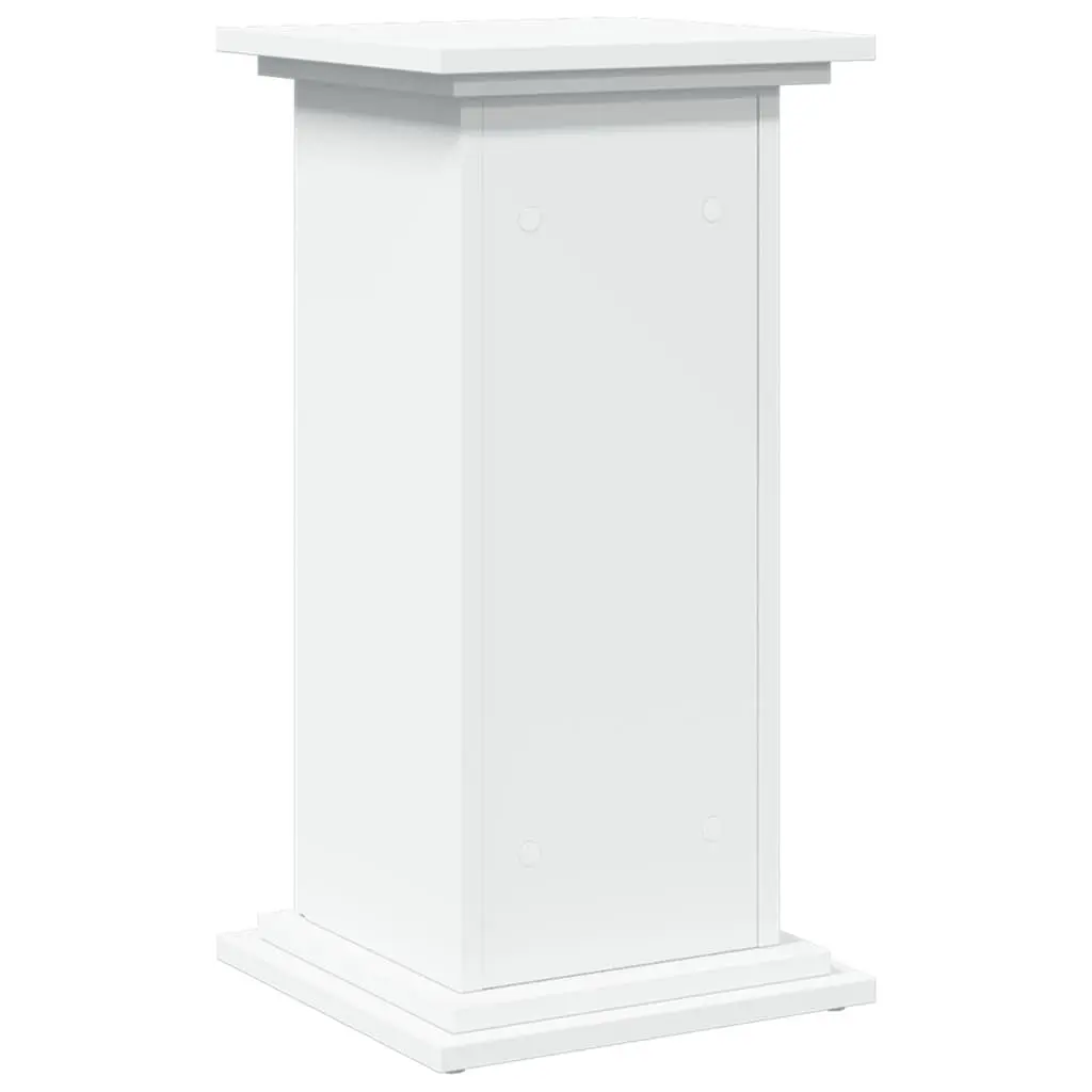 Pillar Display Stand White Two-Tier Engineered Wood Storage Cabinet
