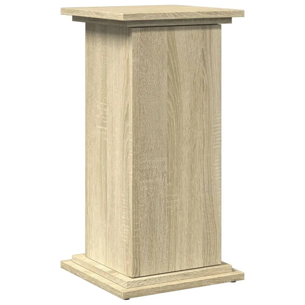 Plant Display Stand with Storage Brown Engineered Wood Cabinet Pillar Style 31 x 30 x 60 cm