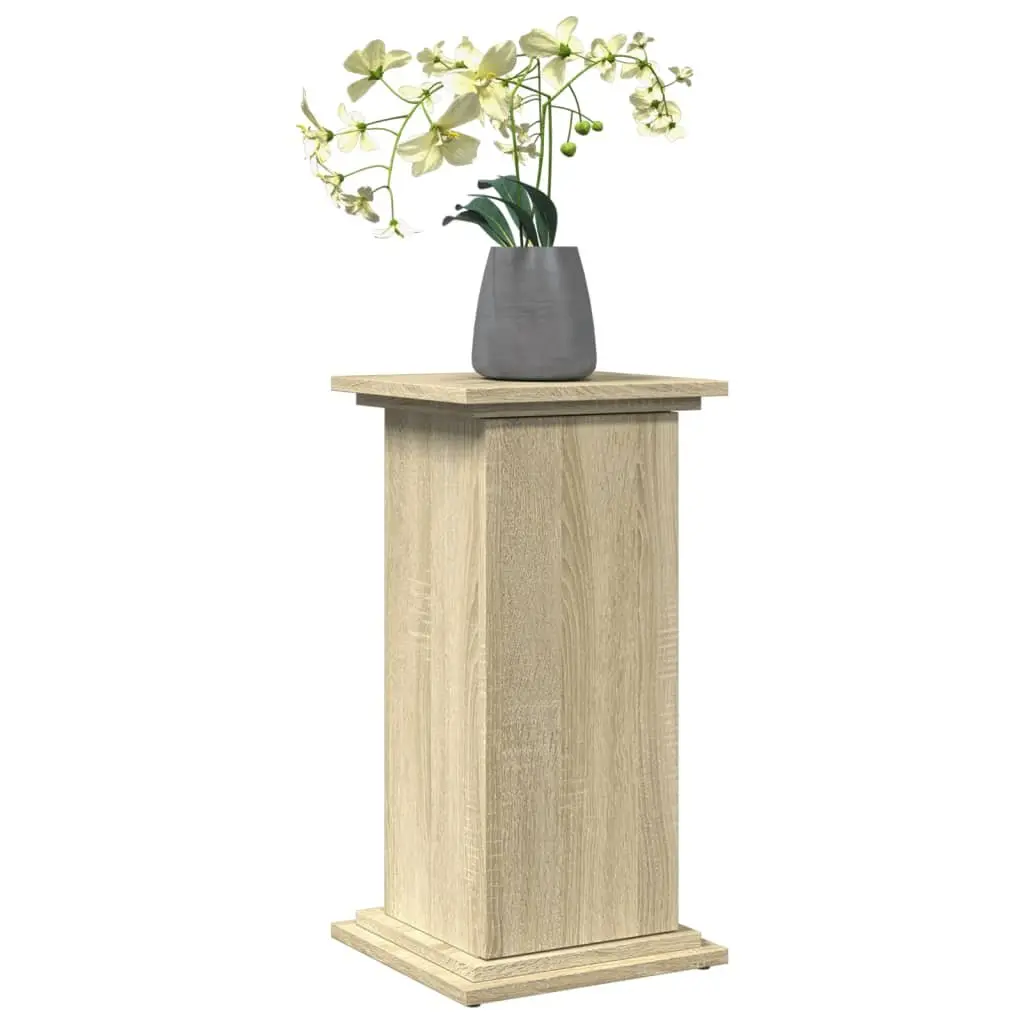 Plant Display Stand with Storage Brown Engineered Wood Cabinet Pillar Style 31 x 30 x 60 cm