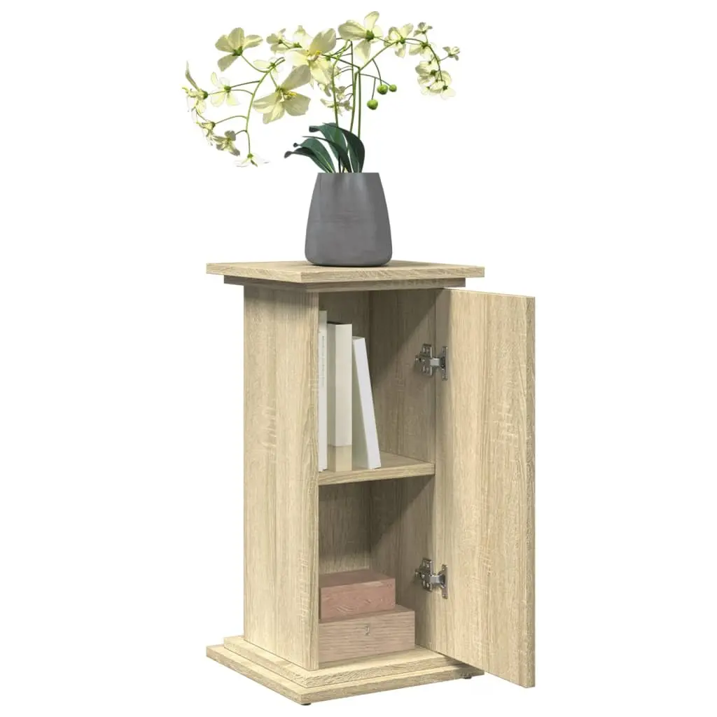 Plant Display Stand with Storage Brown Engineered Wood Cabinet Pillar Style 31 x 30 x 60 cm