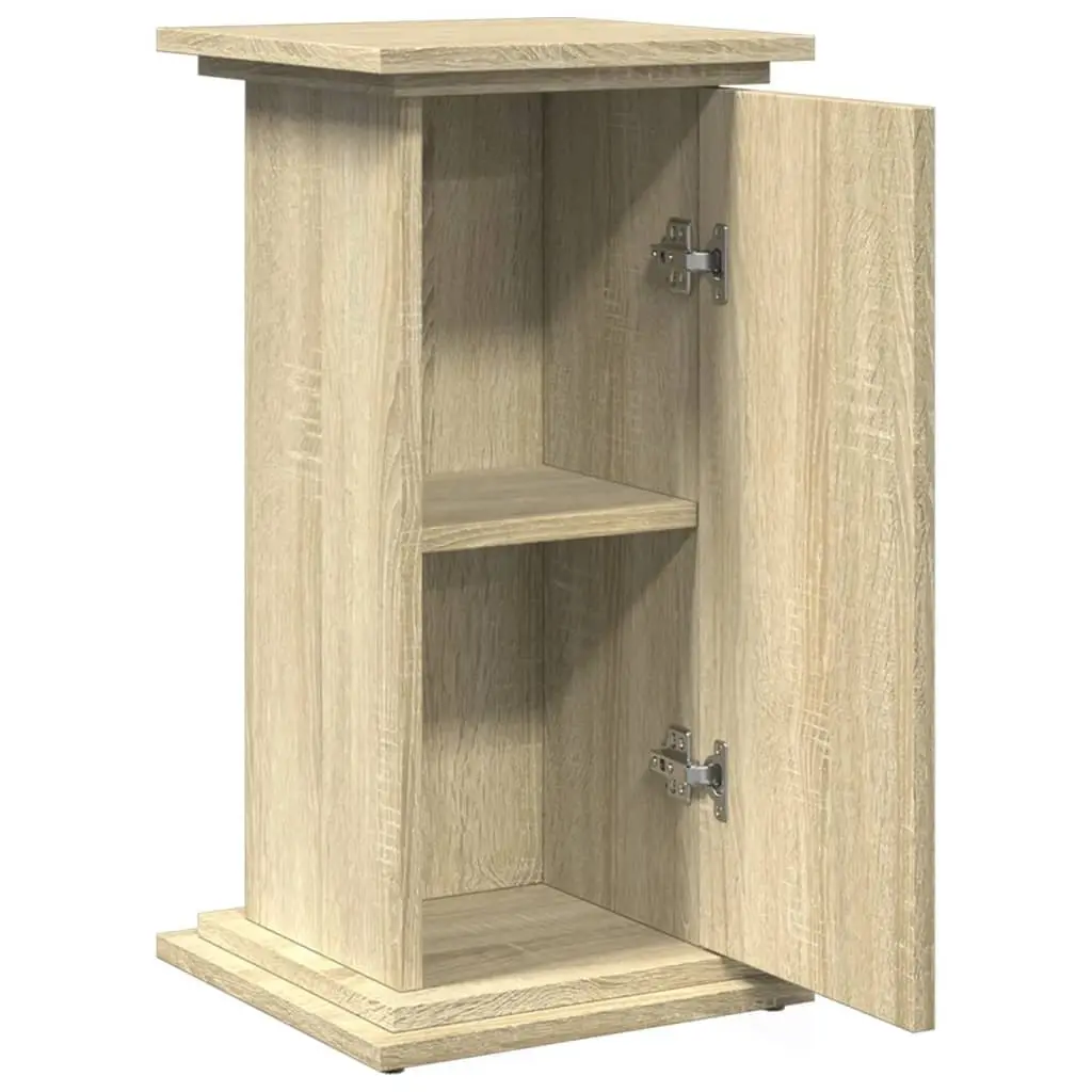 Plant Display Stand with Storage Brown Engineered Wood Cabinet Pillar Style 31 x 30 x 60 cm