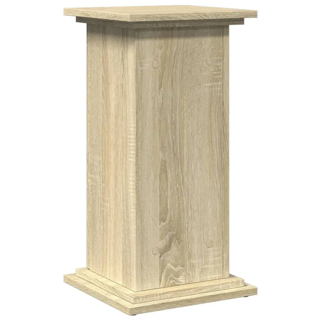 Plant Display Stand with Storage Brown Engineered Wood Cabinet Pillar Style 31 x 30 x 60 cm