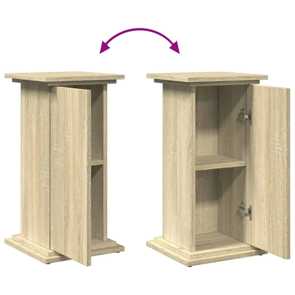 Plant Display Stand with Storage Brown Engineered Wood Cabinet Pillar Style 31 x 30 x 60 cm