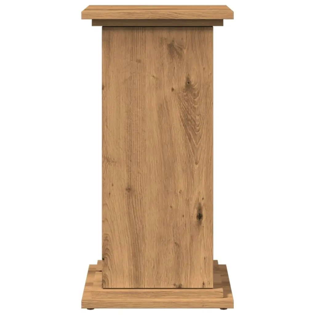 Two-Tier Display Stand with Storage Cabinet Brown Engineered Wood Pillar Style 31W x 30D x 60H cm