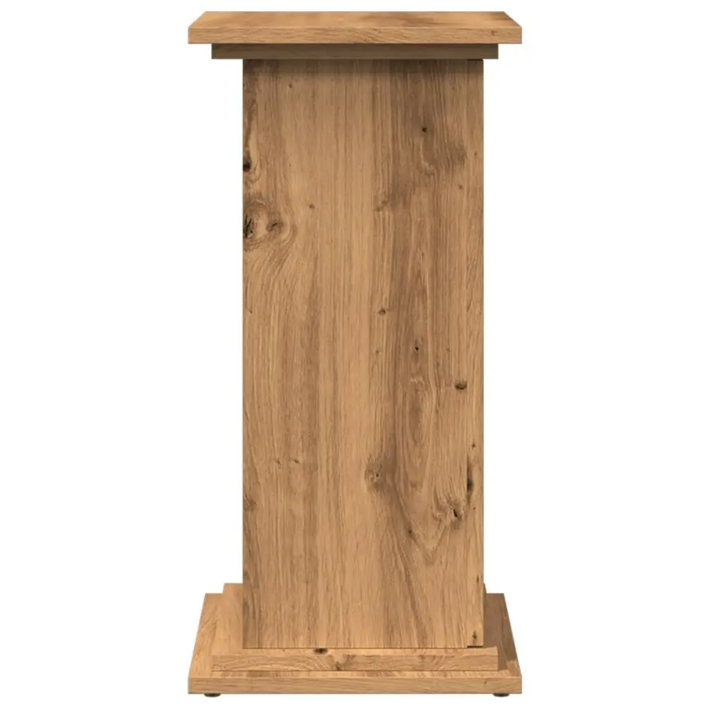 Two-Tier Display Stand with Storage Cabinet Brown Engineered Wood Pillar Style 31W x 30D x 60H cm