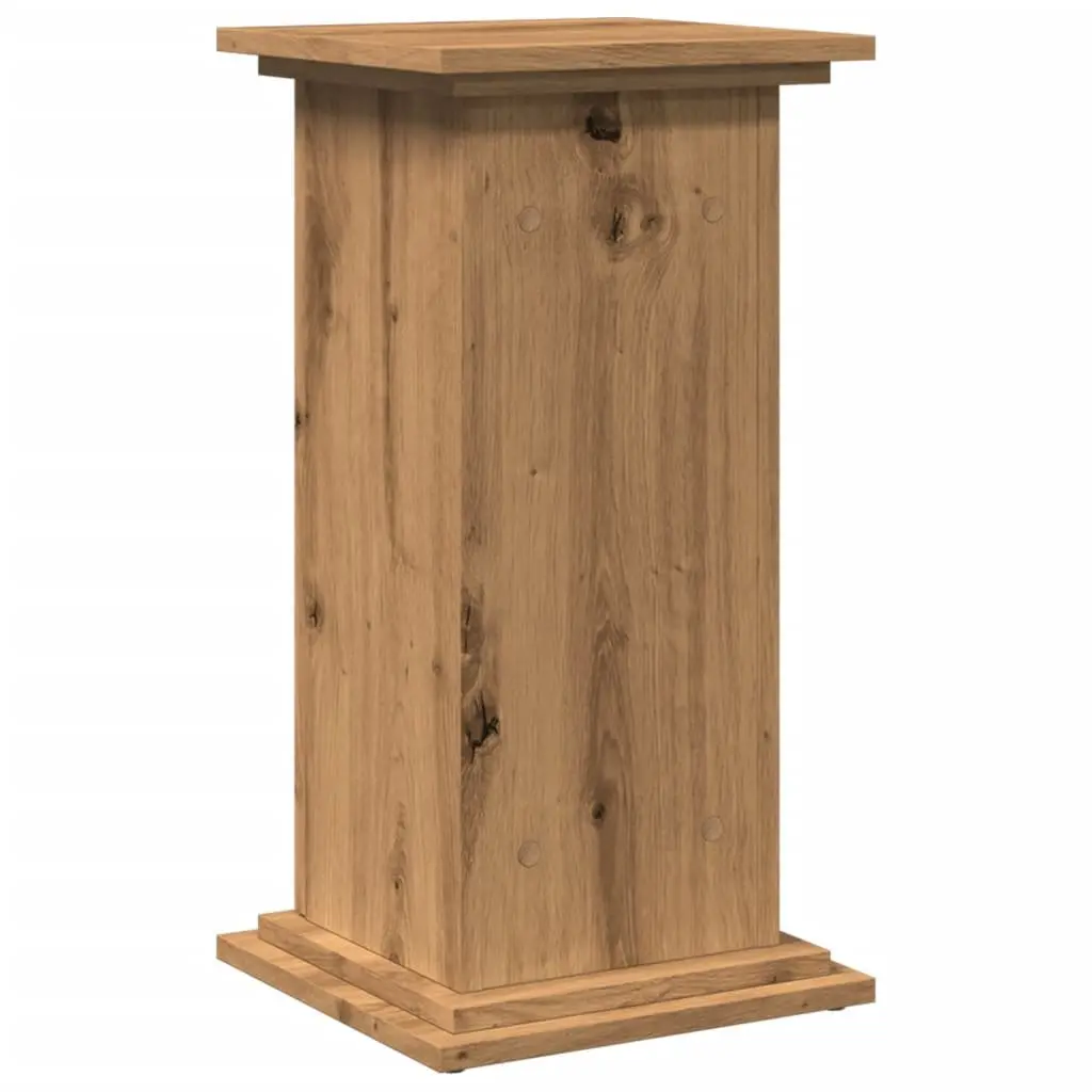 Two-Tier Display Stand with Storage Cabinet Brown Engineered Wood Pillar Style 31W x 30D x 60H cm