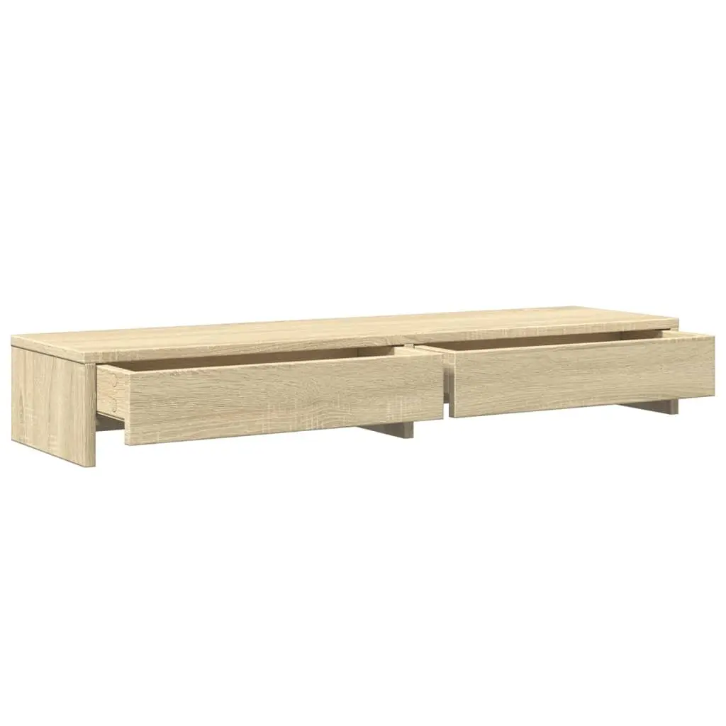 Monitor Stand with Storage Drawers Brown Engineered Wood 100 x 27 x 15 cm