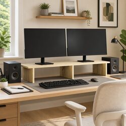 Monitor Stand Riser Sonoma Oak Wood Computer Desk Organiser Storage Shelf 100cm