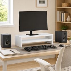 White Monitor Stand for Desk Organization