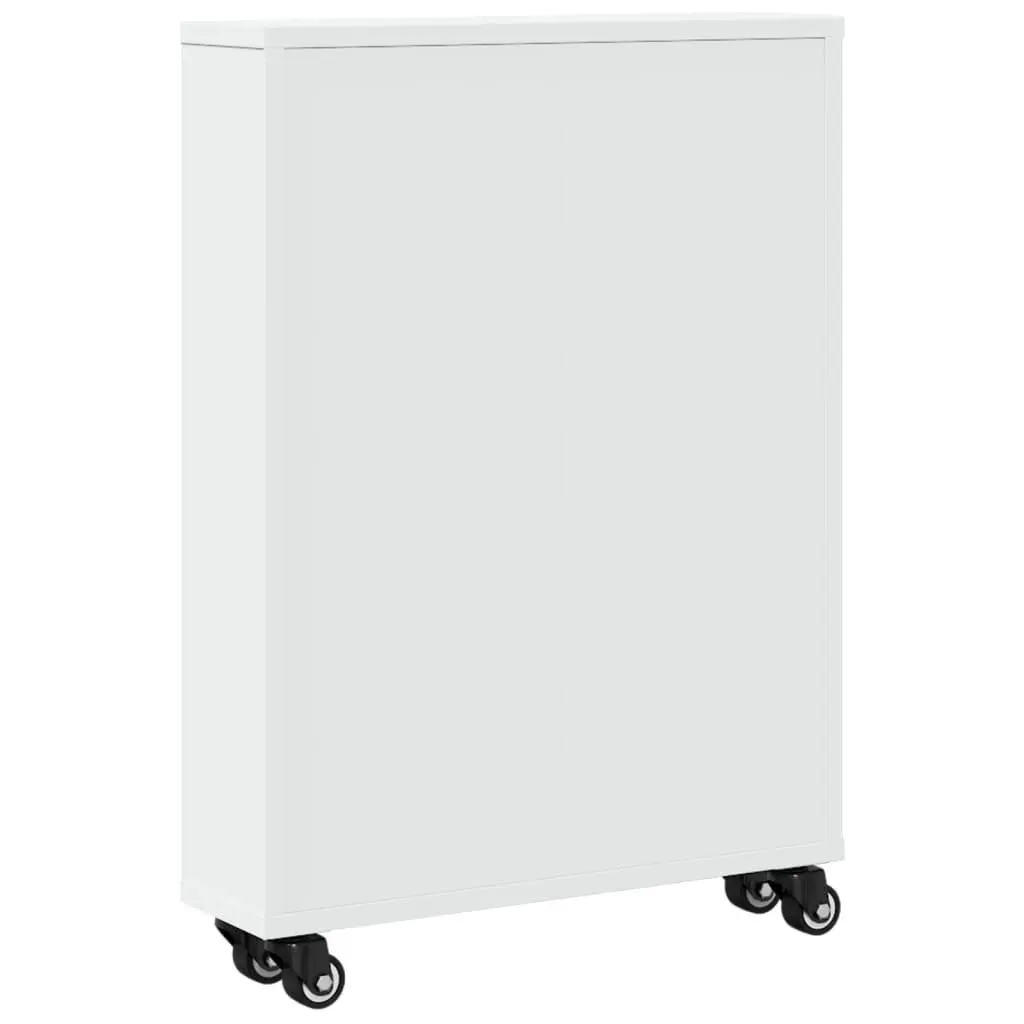 Narrow Storage Trolley White Rolling Cart Engineered Wood 48 x 13 x 68 cm