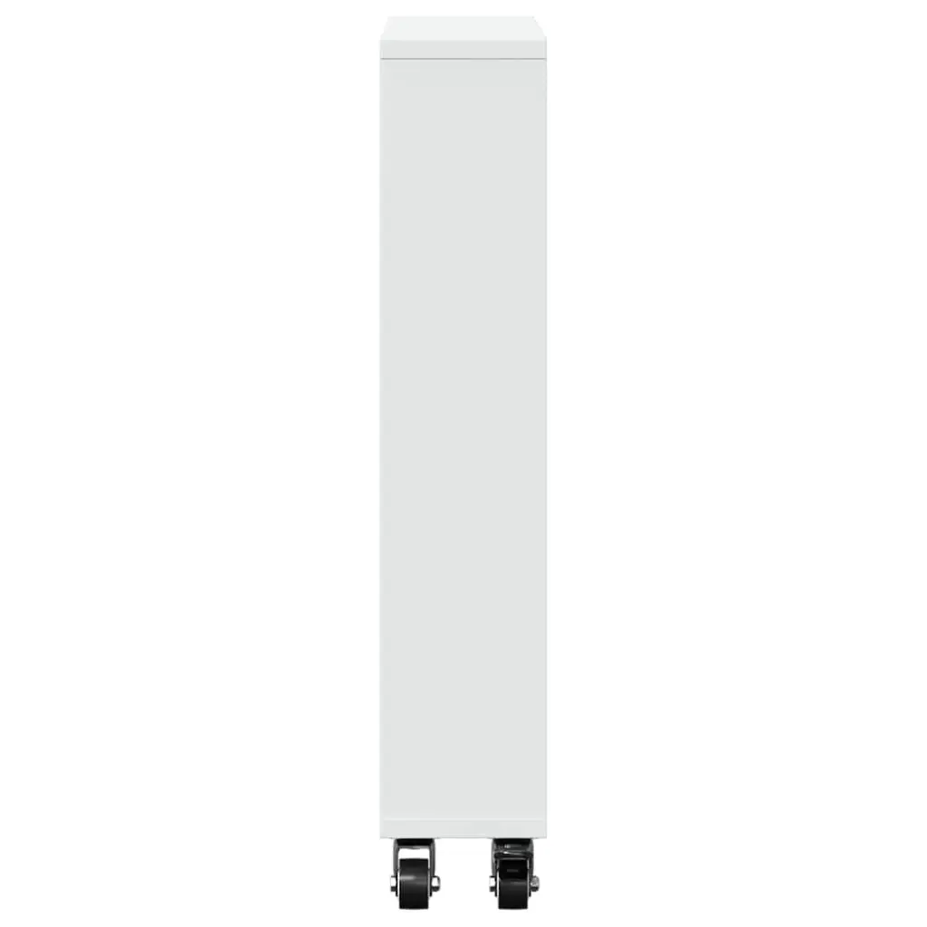 Narrow Storage Trolley White Rolling Cart Engineered Wood 48 x 13 x 68 cm