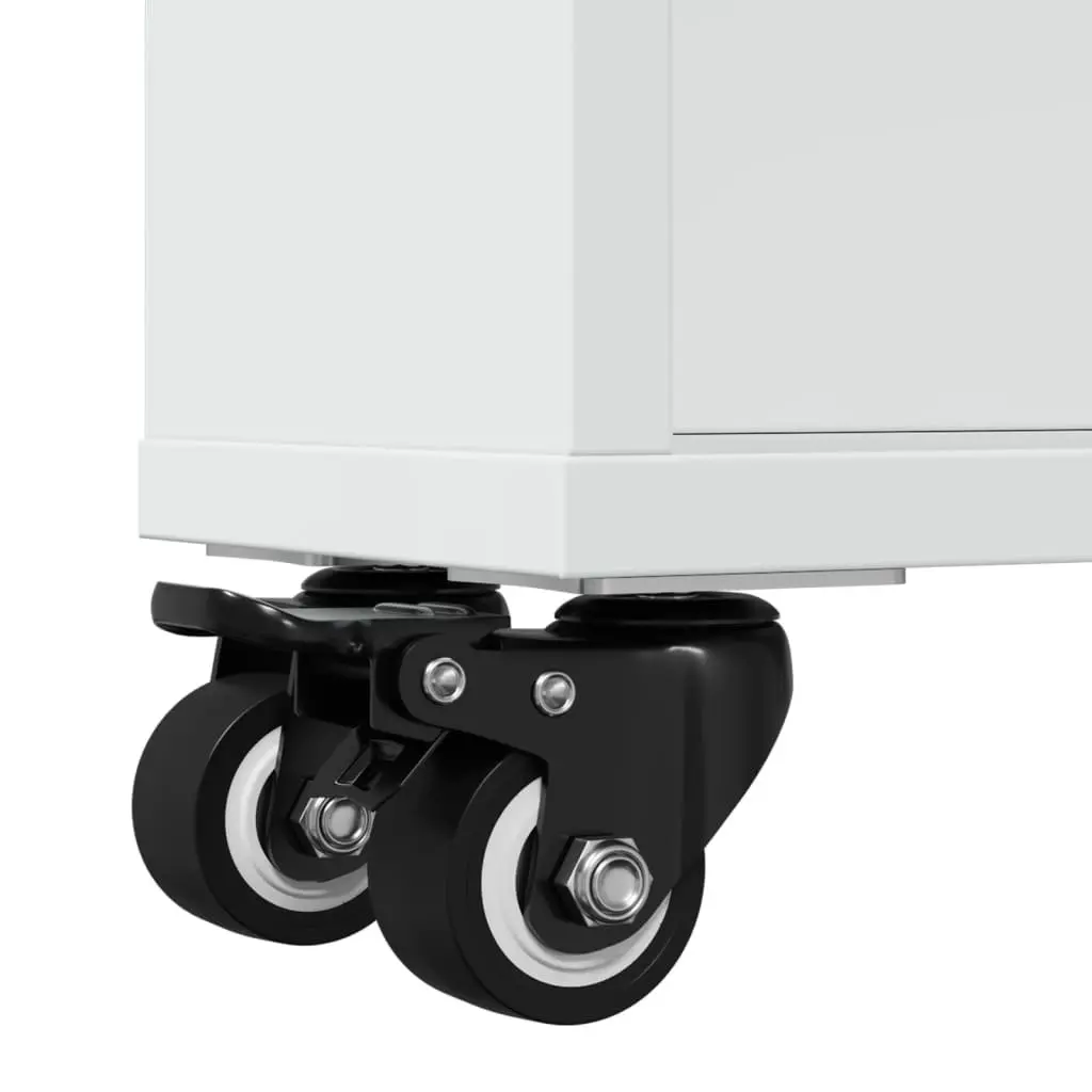 Narrow Storage Trolley White Rolling Cart Engineered Wood 48 x 13 x 68 cm