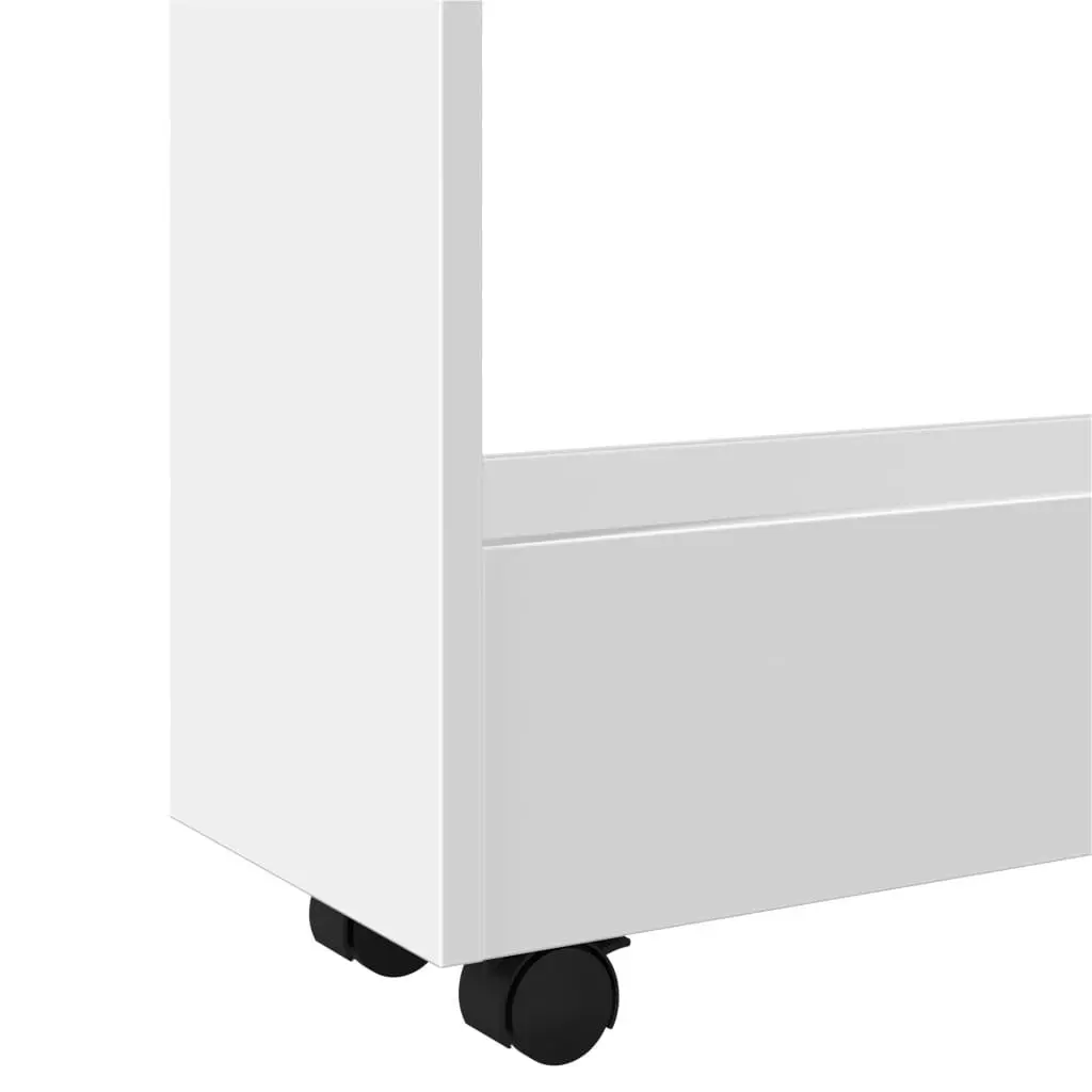 3 Tier Narrow White Rolling Cart Organiser for Kitchen and Bathroom Storage